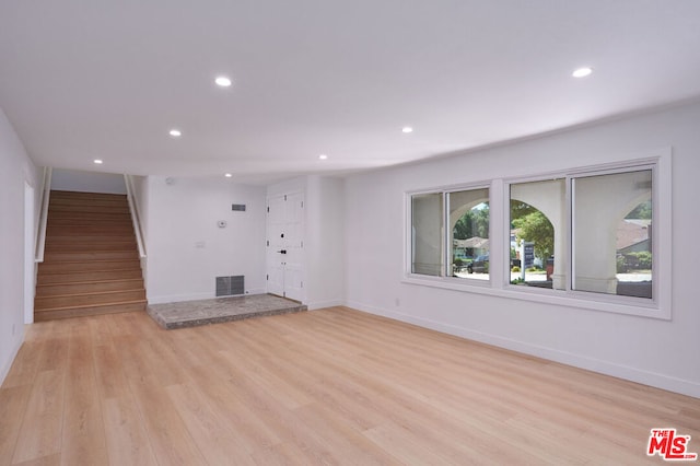 unfurnished living room featuring light hardwood / wood-style flooring