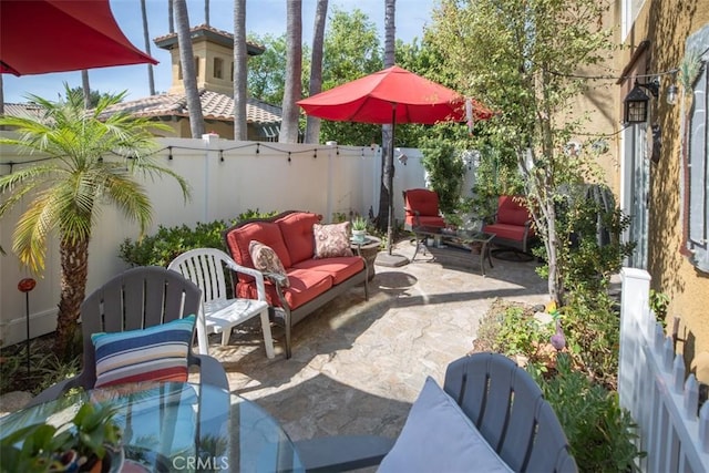 view of patio featuring an outdoor living space