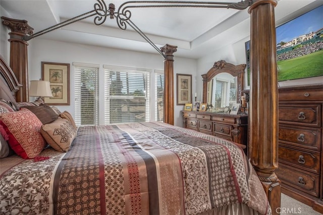 bedroom featuring decorative columns