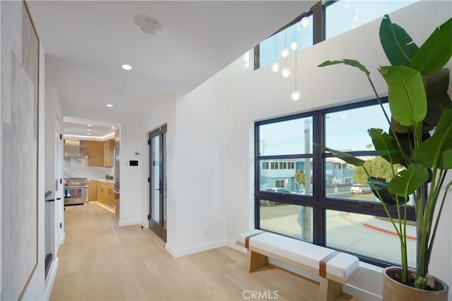 hall featuring light hardwood / wood-style floors