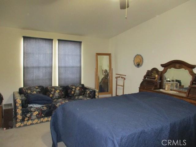 bedroom featuring carpet floors and ceiling fan