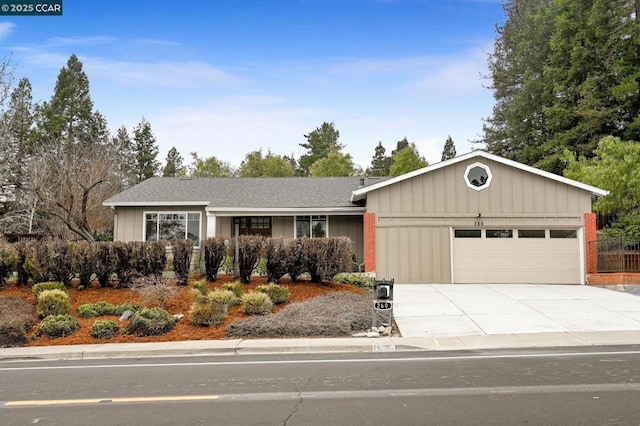 ranch-style home with a garage