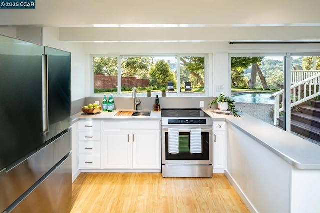 kitchen featuring white cabinetry, appliances with stainless steel finishes, sink, and a wealth of natural light