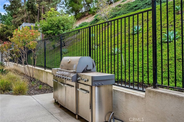 view of patio / terrace with area for grilling and an outdoor kitchen