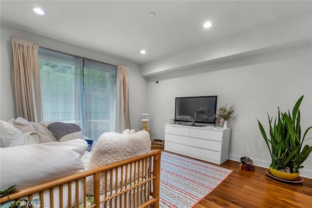 bedroom with hardwood / wood-style floors