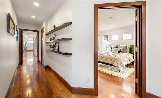 214 Utica Ave, Huntington Beach, CA 92648 - corridor featuring wood finished floors, recessed lighting, and baseboards