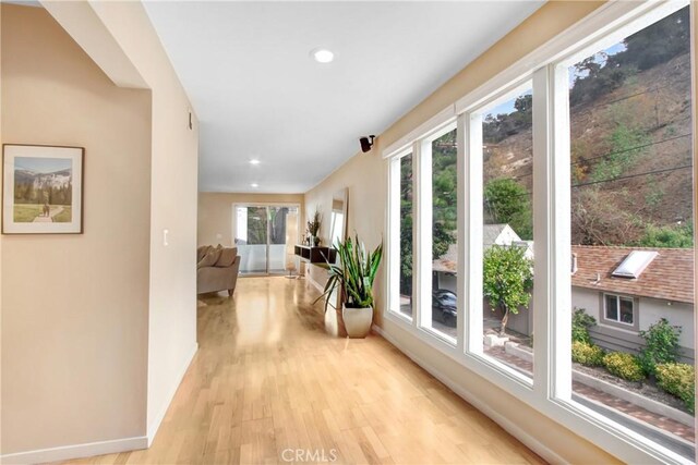 corridor featuring light hardwood / wood-style floors