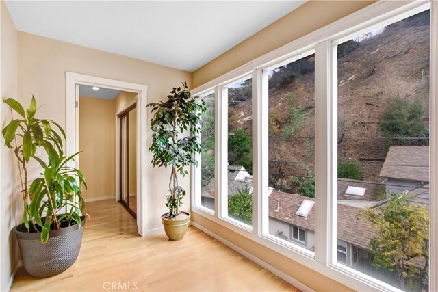 doorway to outside featuring light hardwood / wood-style floors