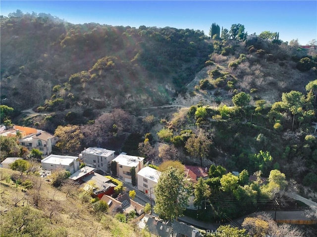 bird's eye view featuring a view of trees