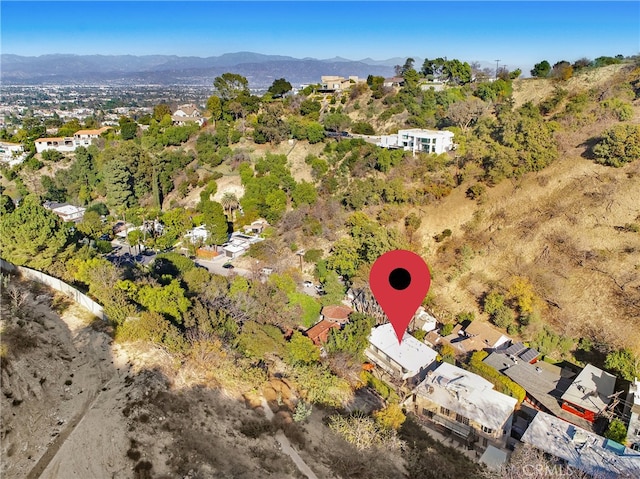 bird's eye view with a mountain view