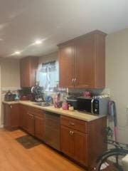 kitchen with light hardwood / wood-style floors