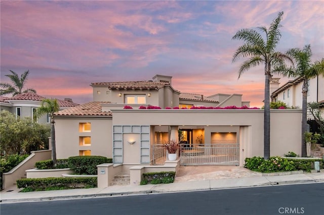 exterior space with a garage