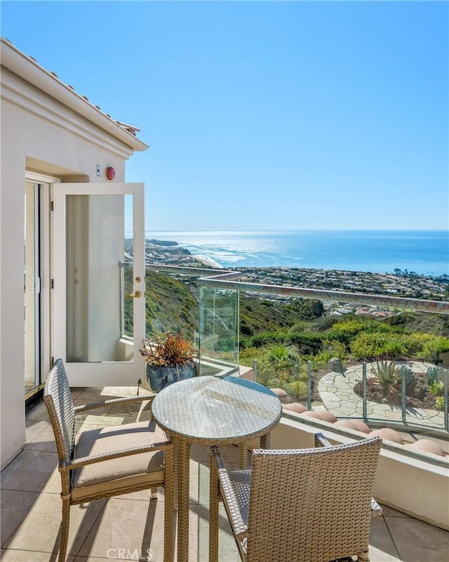 balcony with a water view