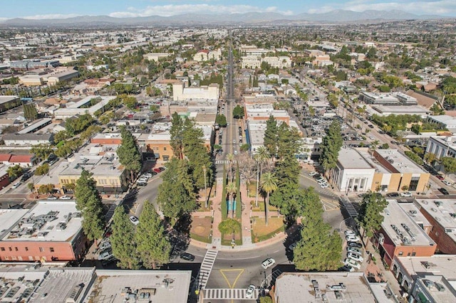 birds eye view of property with a mountain view