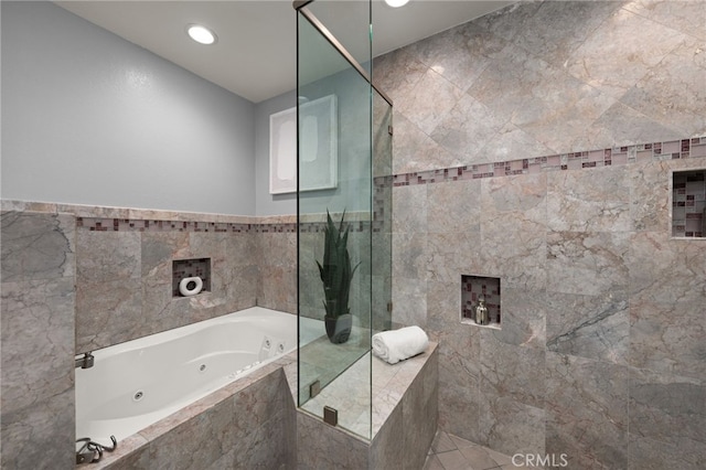 bathroom with independent shower and bath