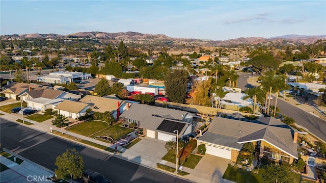 birds eye view of property featuring a mountain view