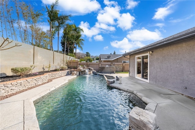 view of pool featuring a patio and pool water feature