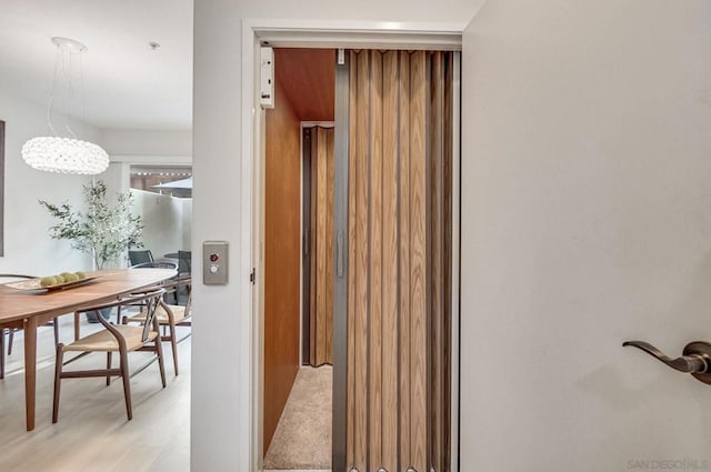 interior space featuring light wood-type flooring