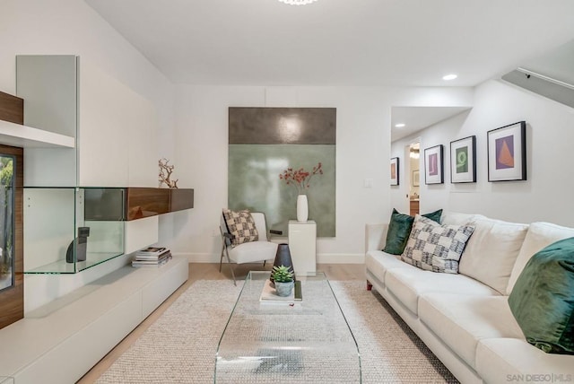 living room featuring light wood-type flooring