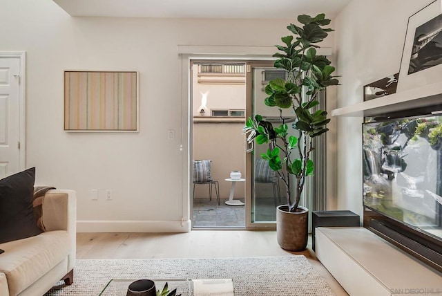 living area featuring light wood-type flooring