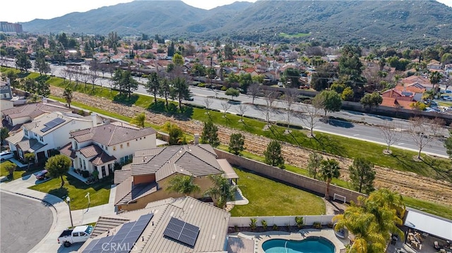 drone / aerial view with a mountain view