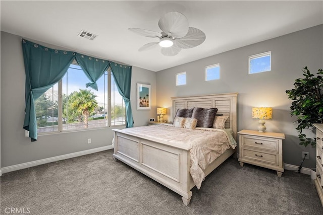 bedroom featuring carpet floors and ceiling fan