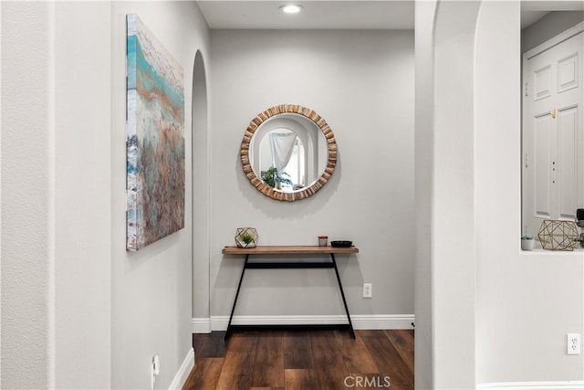 hall featuring dark hardwood / wood-style floors