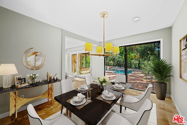 view of dining room