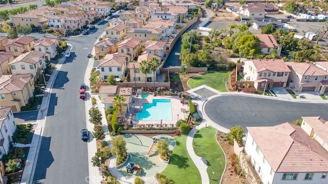 bird's eye view with a residential view