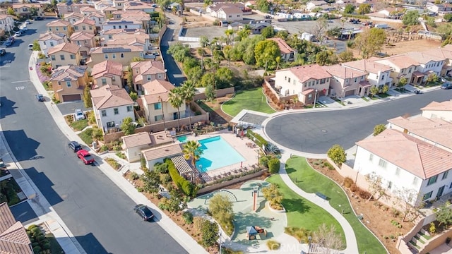 drone / aerial view with a residential view