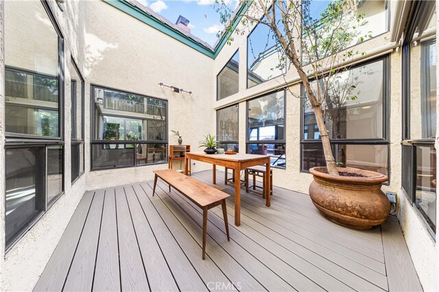 sunroom with a skylight