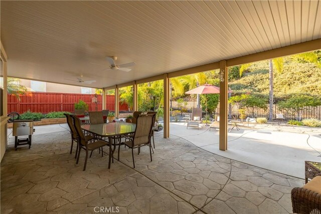 view of patio with ceiling fan