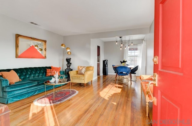 living room with hardwood / wood-style flooring