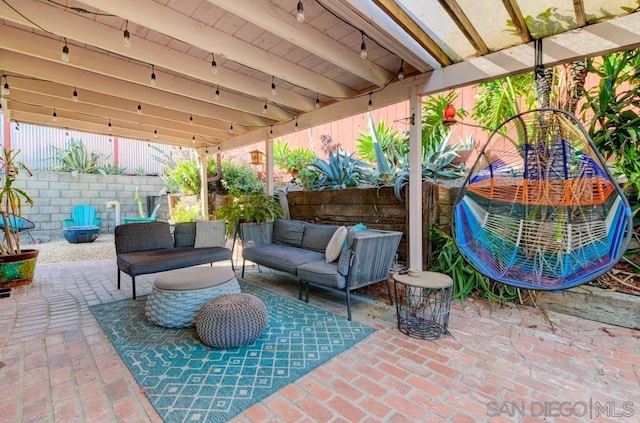 view of patio / terrace featuring an outdoor living space