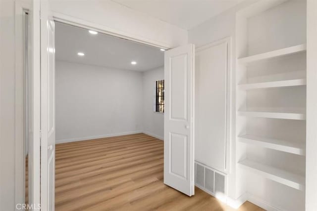 interior space with light hardwood / wood-style floors