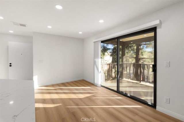 interior space with light hardwood / wood-style floors