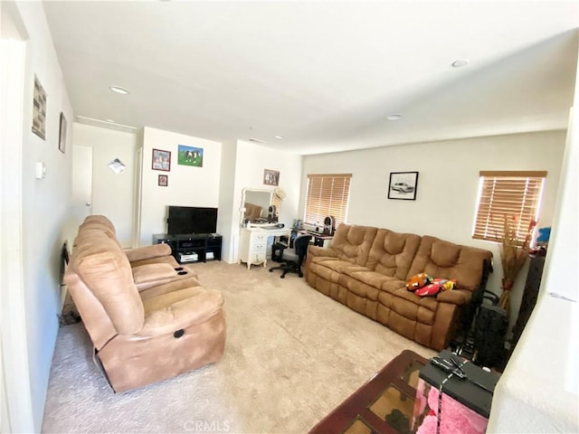 living room with carpet