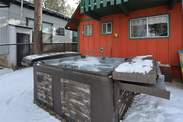 view of snow covered patio