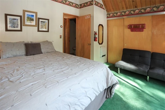 bedroom with wooden ceiling