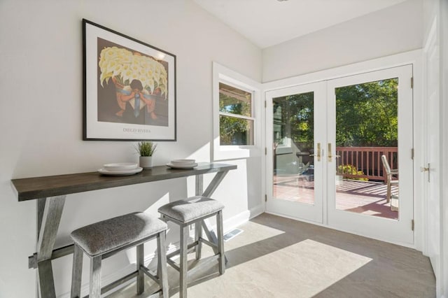 doorway featuring a wealth of natural light and french doors