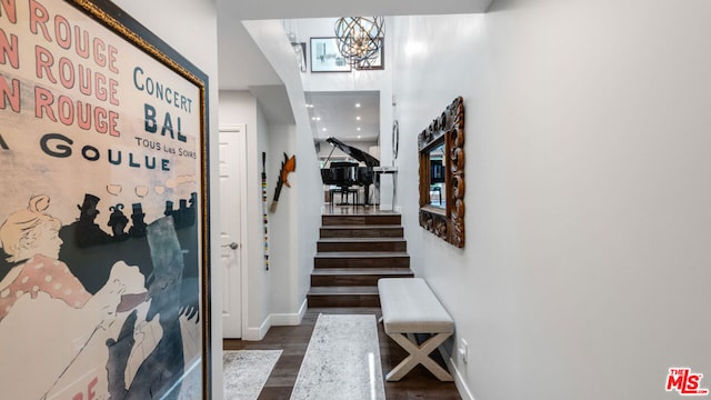 foyer entrance with dark wood-type flooring