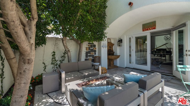 view of patio featuring an outdoor living space