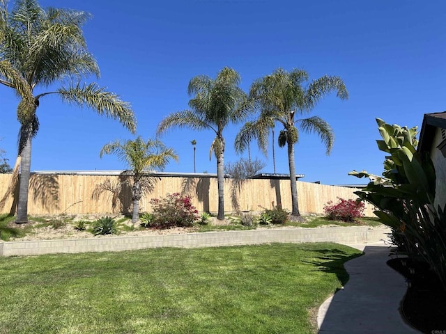 view of yard featuring a fenced backyard