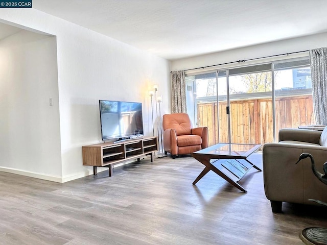 living room with wood-type flooring