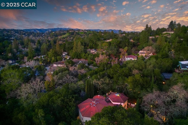 view of aerial view at dusk