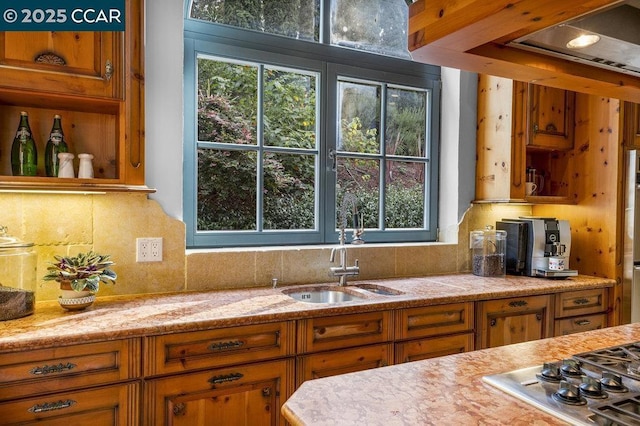 kitchen featuring sink and stainless steel gas stovetop