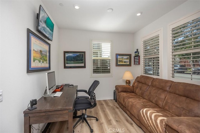 office featuring light hardwood / wood-style flooring