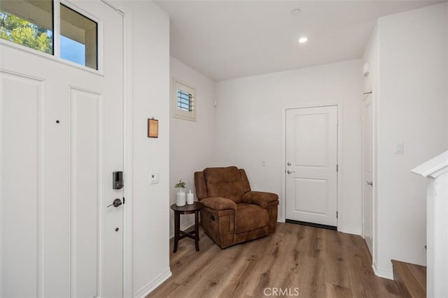 entrance foyer with light wood-type flooring