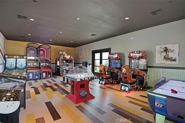 game room with french doors