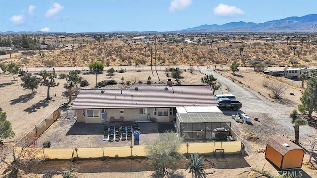 aerial view with a mountain view